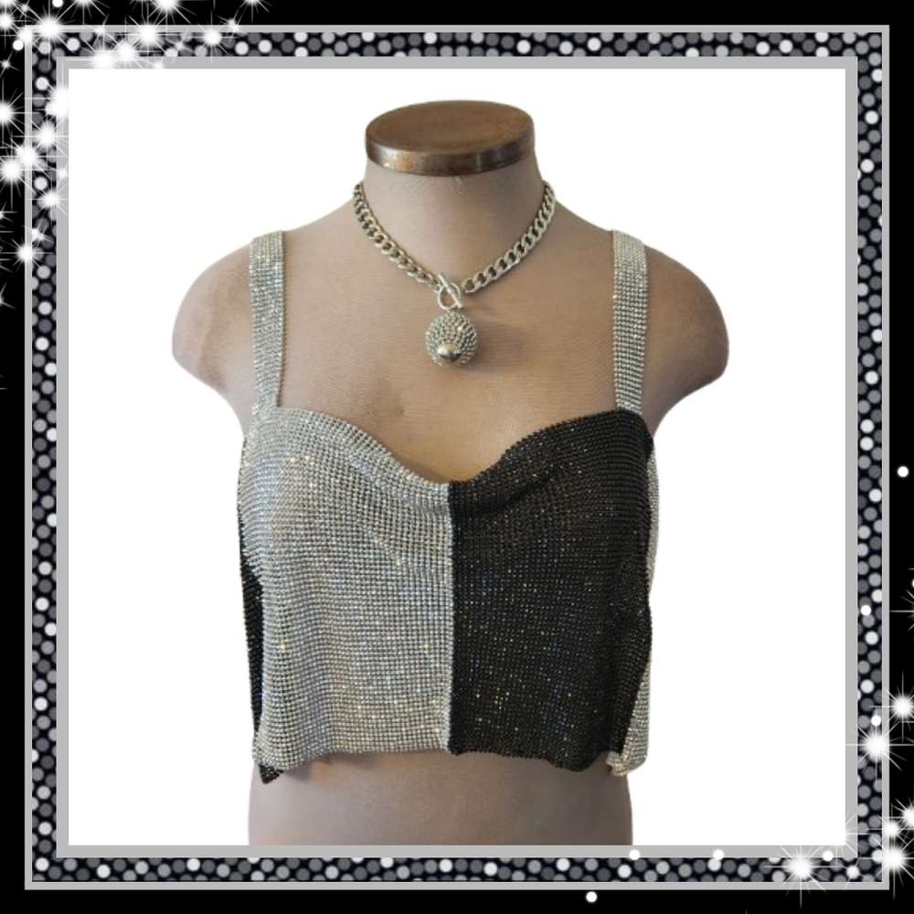 SPOON JEANS ☆ SPARKLE ☆ TWO-TONE ☆ CHAINMAIL CLUB TOP ☆ 2x ☆ NWT